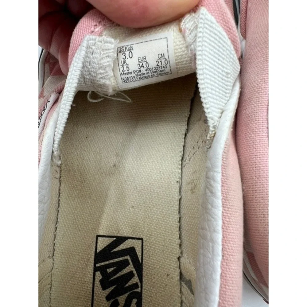 Vans Slip On Kids Size 3 Pink White Good Checkerboard Canvas Skate Shoes